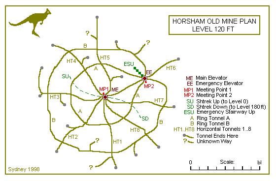 Horsham Old Mine Plan. Level 120 ft.